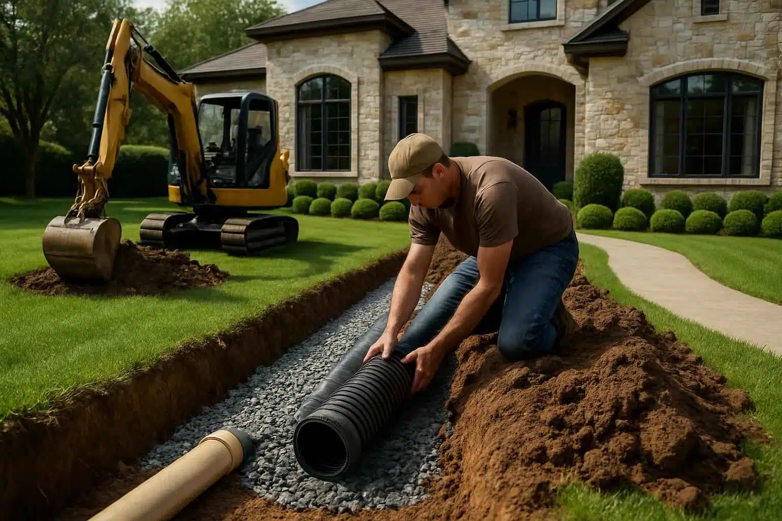 French Drain Installation Contractor in Round Mountain TX