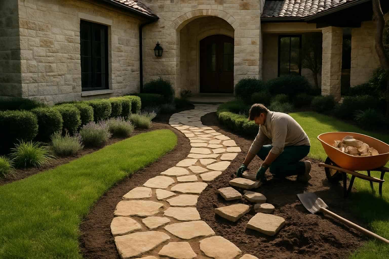 Path Walkway Contractor In Round Mountain TX Garden Path Installation Service in Round Mountain TX