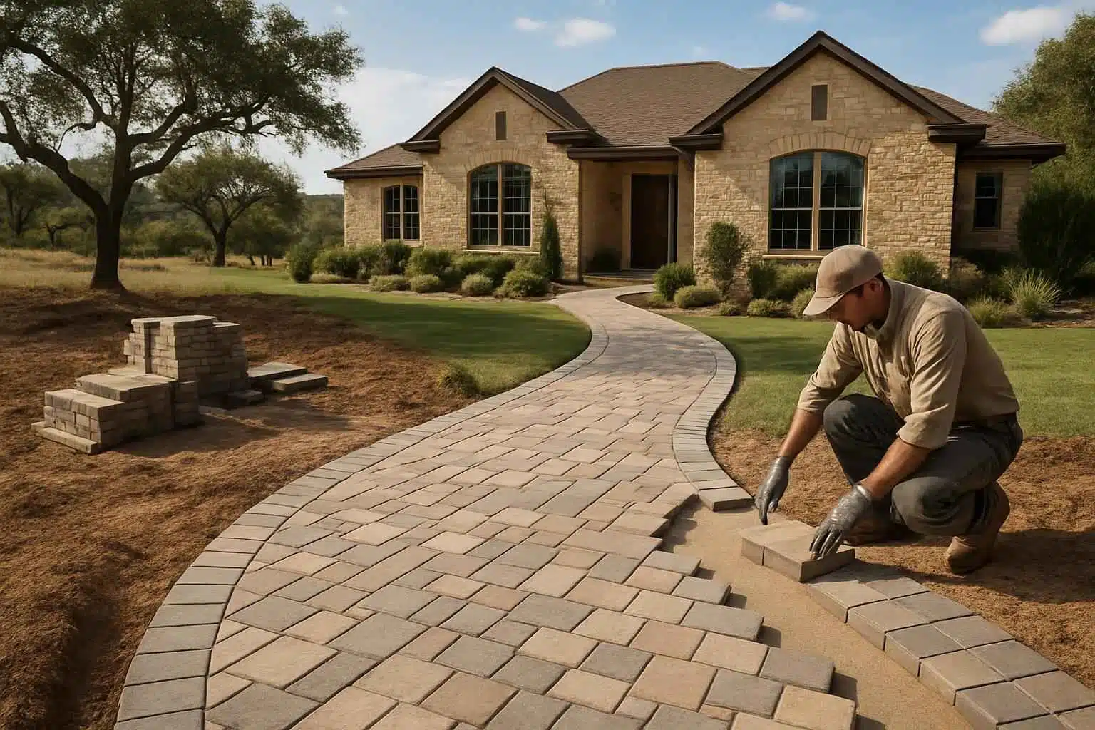 Paver Walkway Installation Service in Round Mountain TX