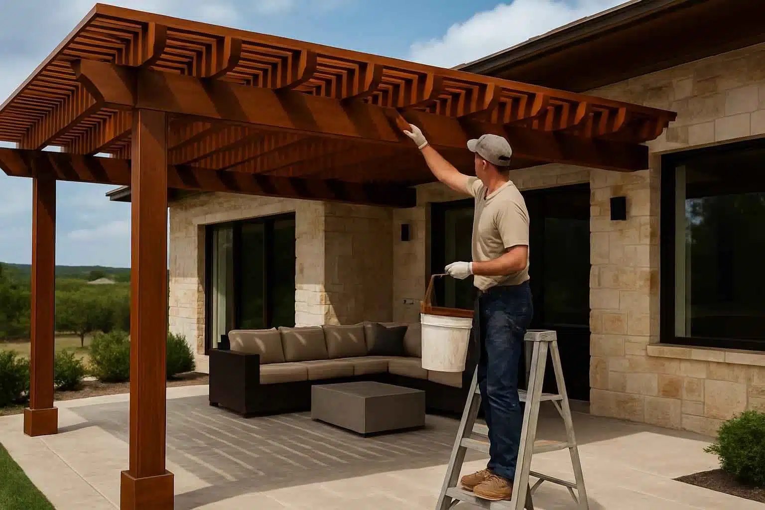 Pergola Stain Service in Round Mountain TX
