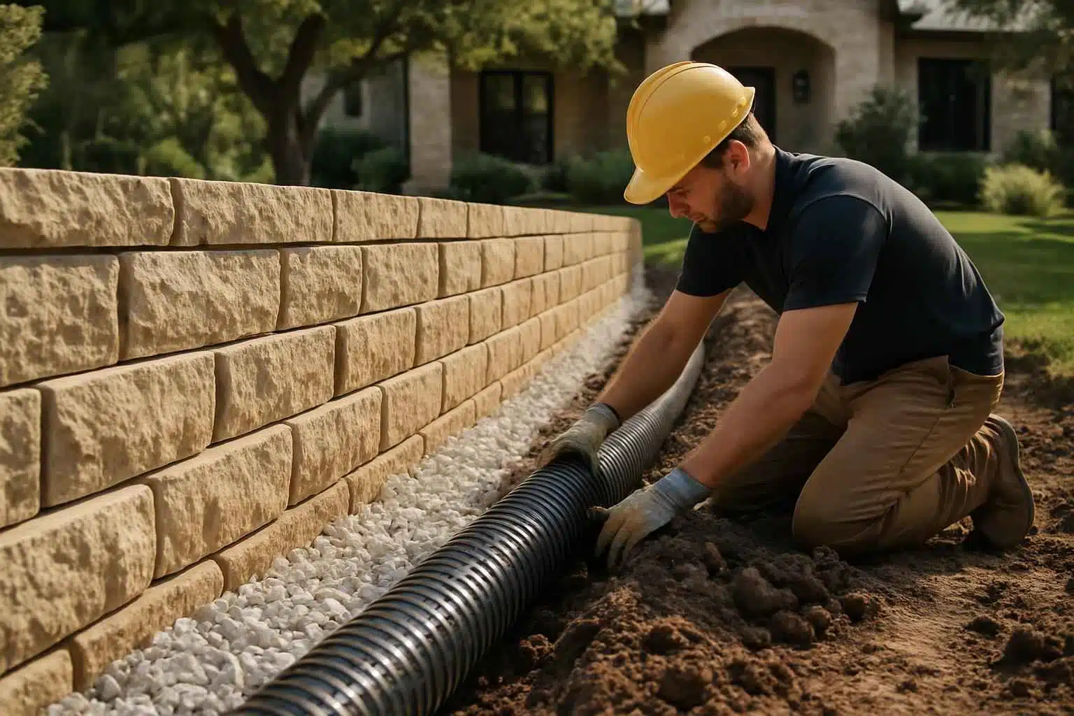 Retaining Wall Drainage Service in Round Mountain TX