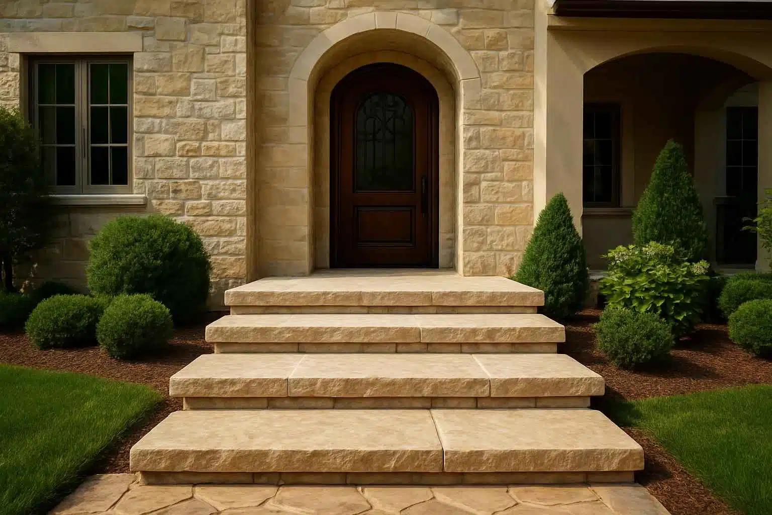 Stone Entry Steps Installation in Cypress Mill TX