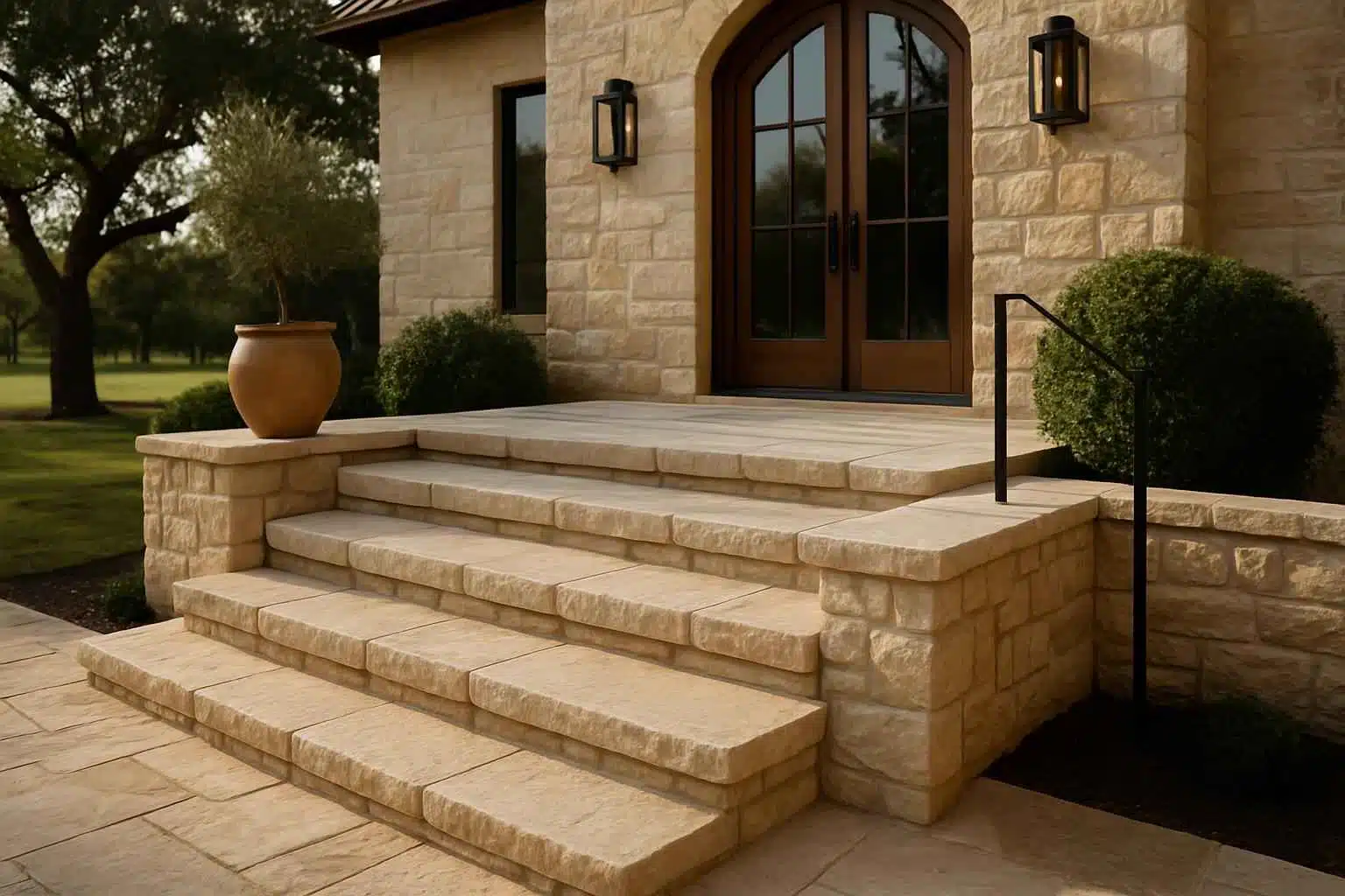 Stone Entry Steps Installation In Kendalia TX