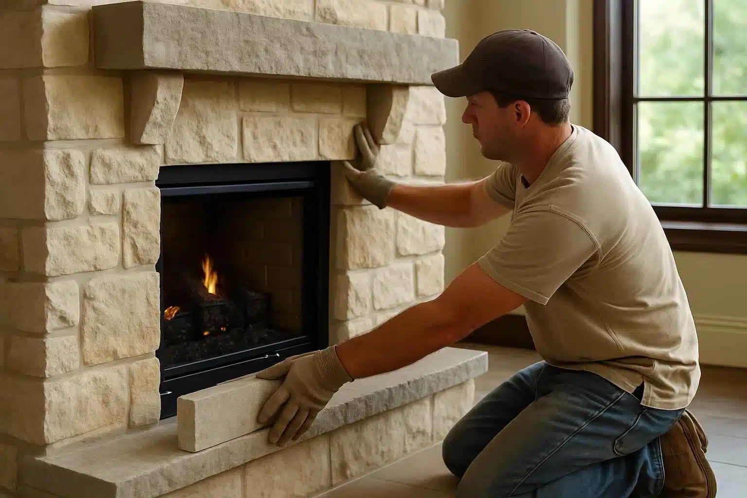 Stone Fireplace Surround Installer in Cypress Mill TX