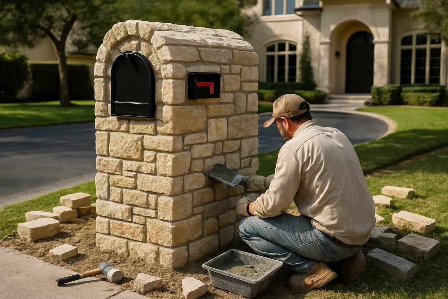 Stone Mailbox Masonry Service in Cypress Mill TX