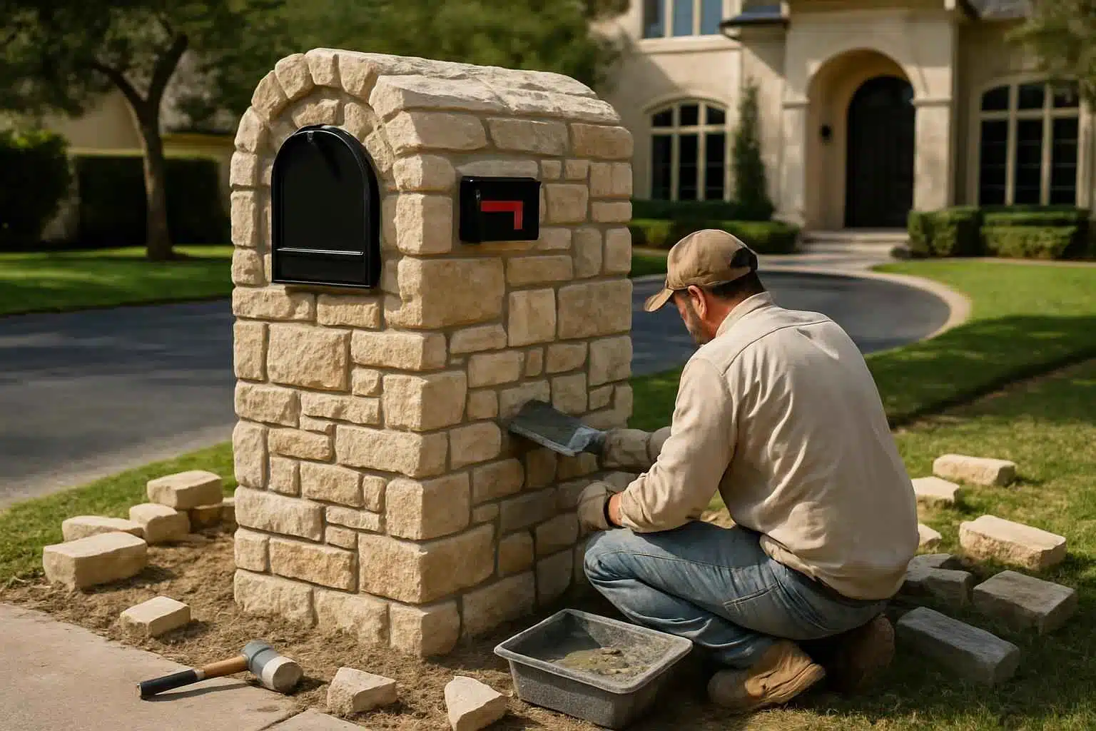 Stone Mailbox Masonry Service in Cypress Mill TX