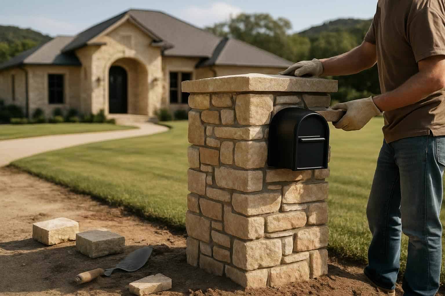 Stone Mailbox Masonry Service in Hunt TX