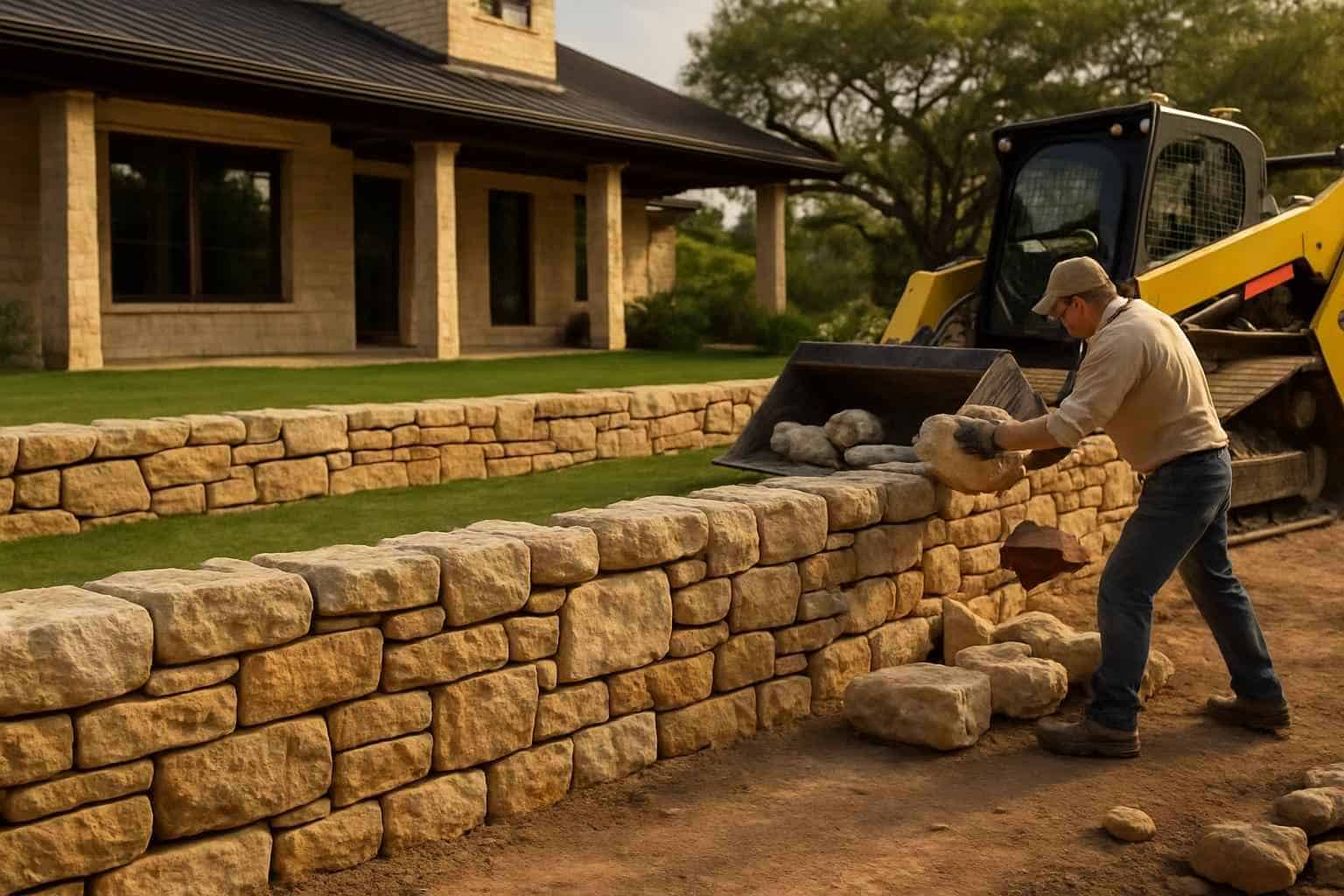 Stone Retaining Wall Builder in Hunt TX