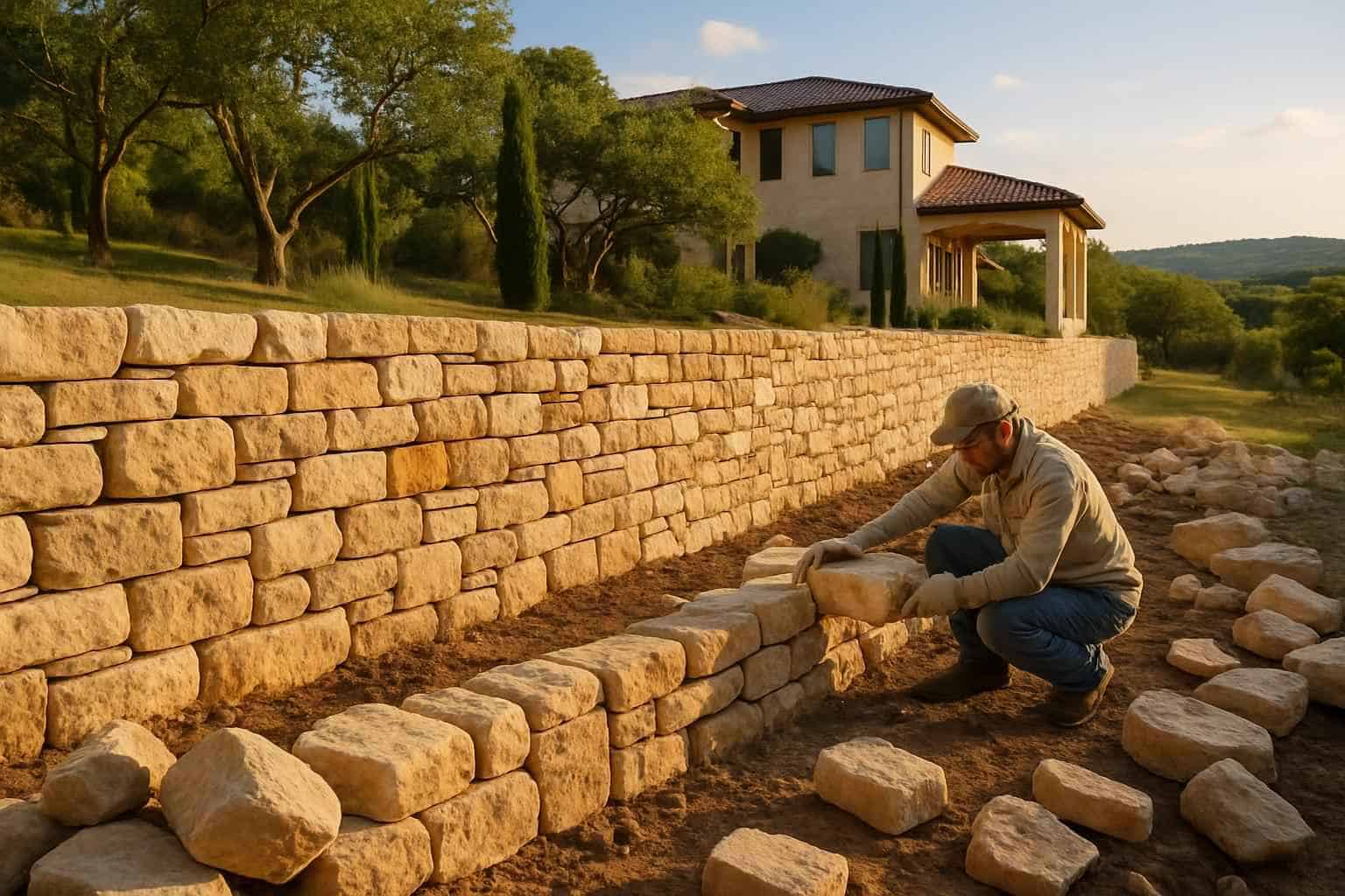 Stone Retaining Wall Builder in Round Mountain TX