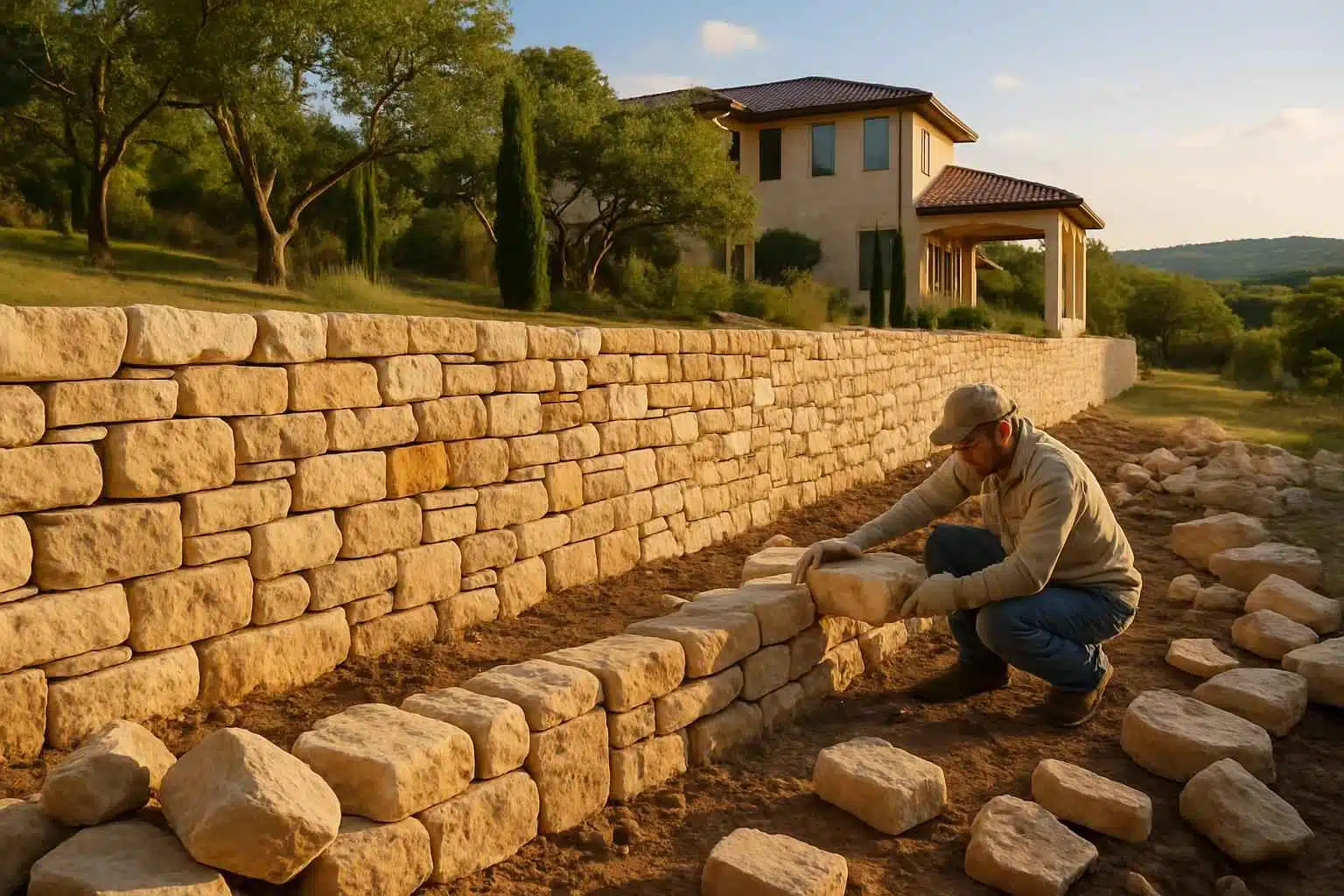 Stone Retaining Wall Builder in Round Mountain TX