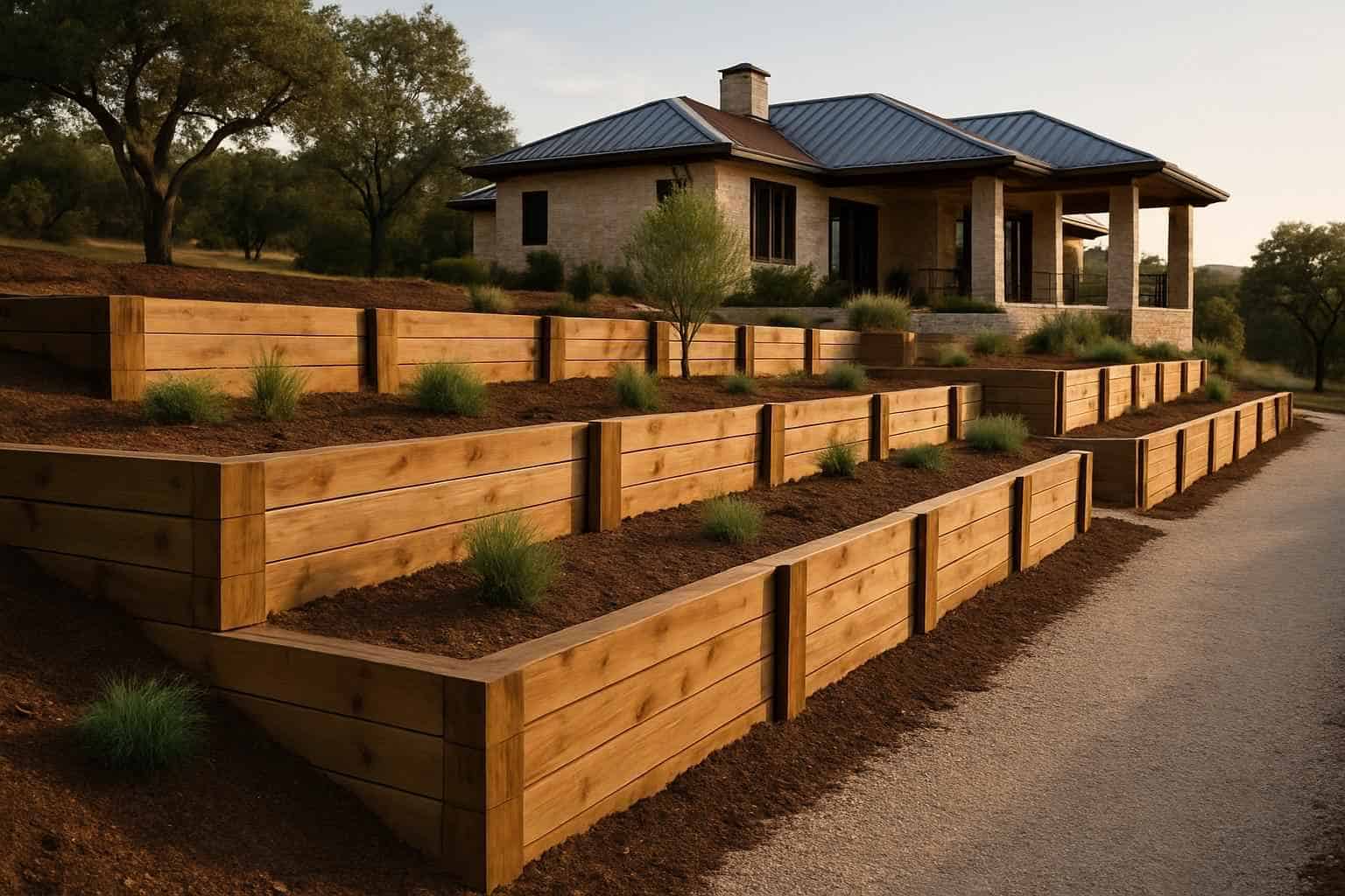 Timber Retaining Wall Builder in Round Mountain TX