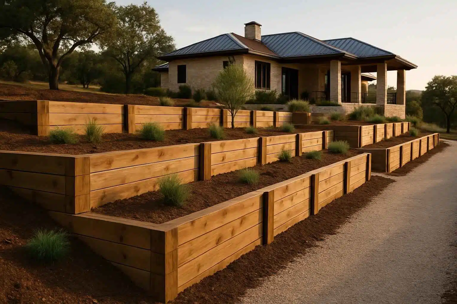 Timber Retaining Wall Builder in Round Mountain TX