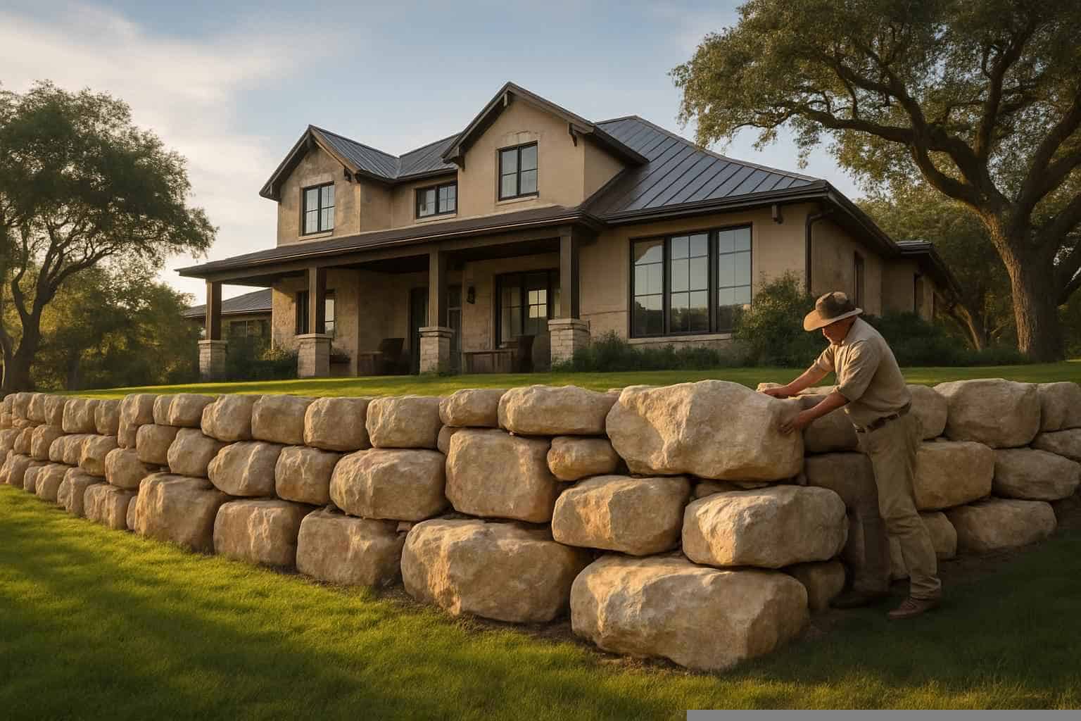 Boulder Retaining Wall Builder in Llano TX