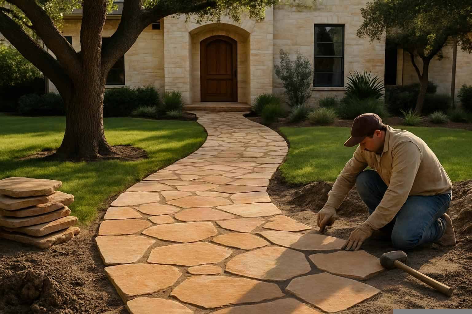 Flagstone Walkway Installer in Llano TX