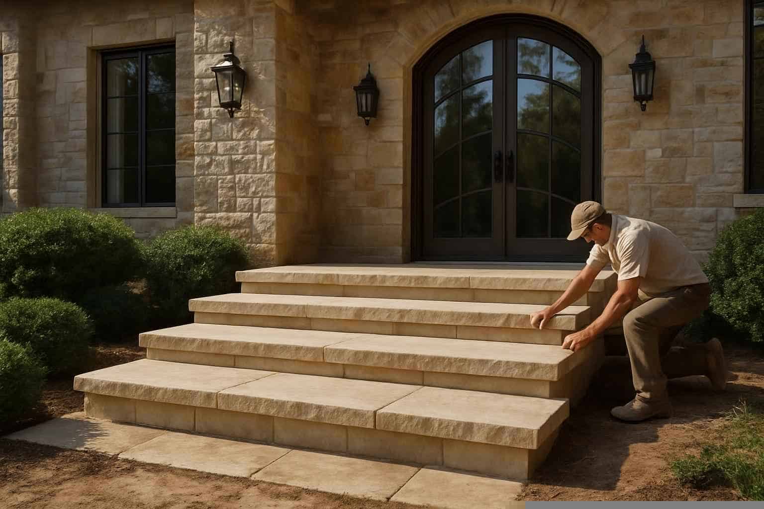 Stone Entry Steps Installation in Kingsland TX