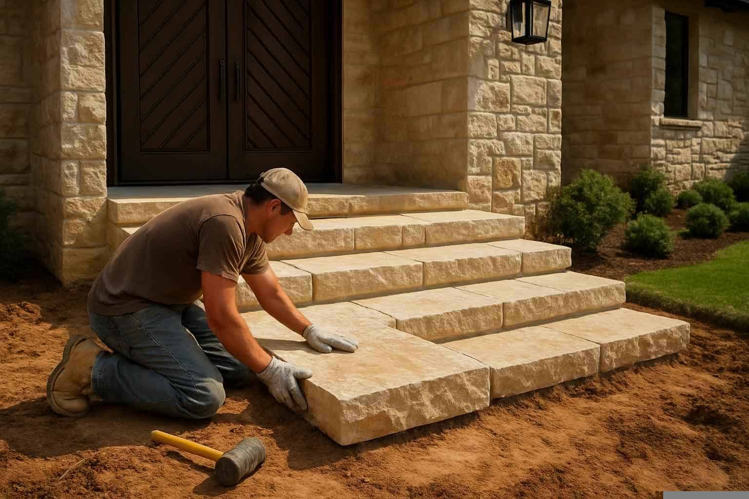 Stone Entry Steps Installation in Llano TX