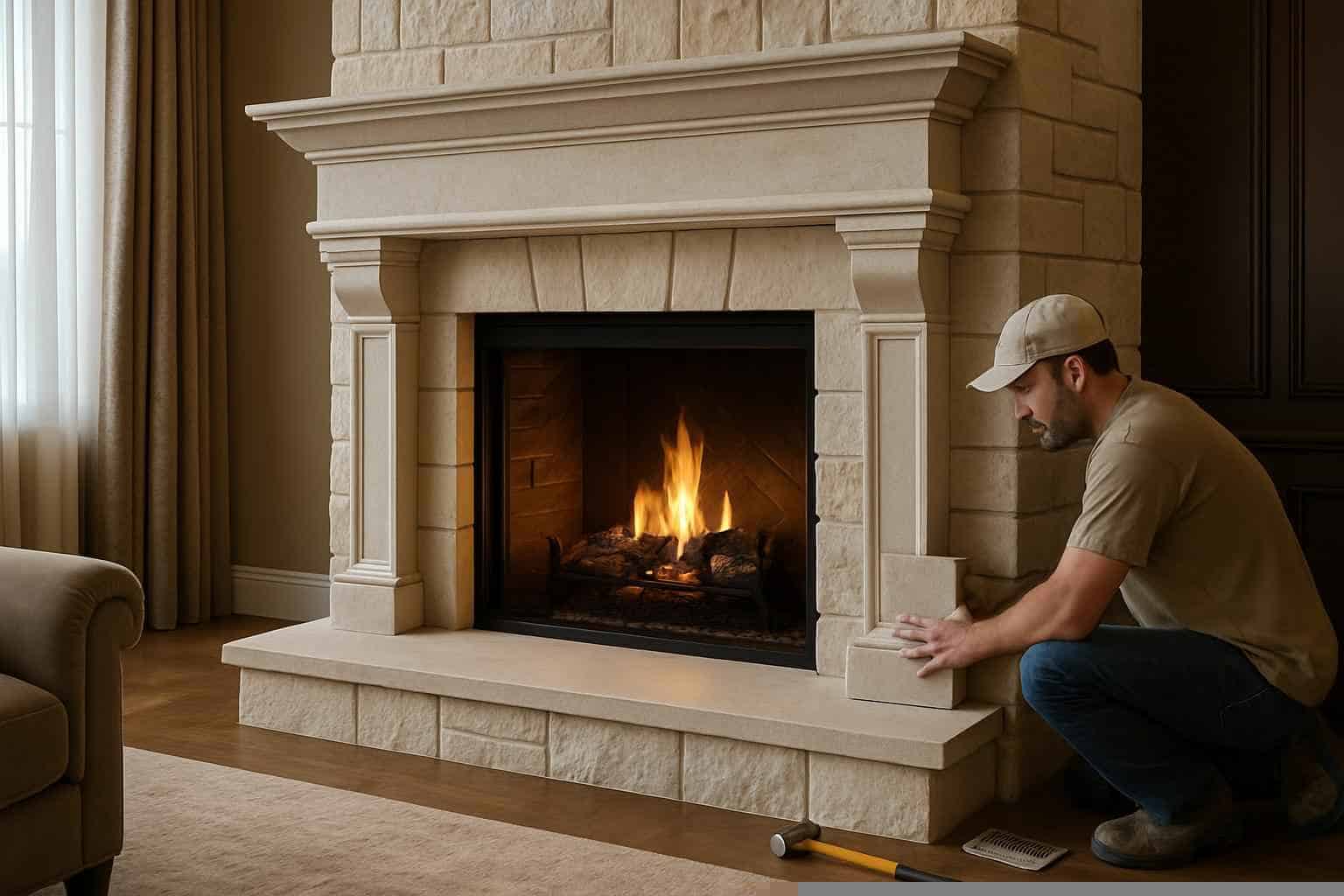 Stone Fireplace Surround Installer in Kingsland TX