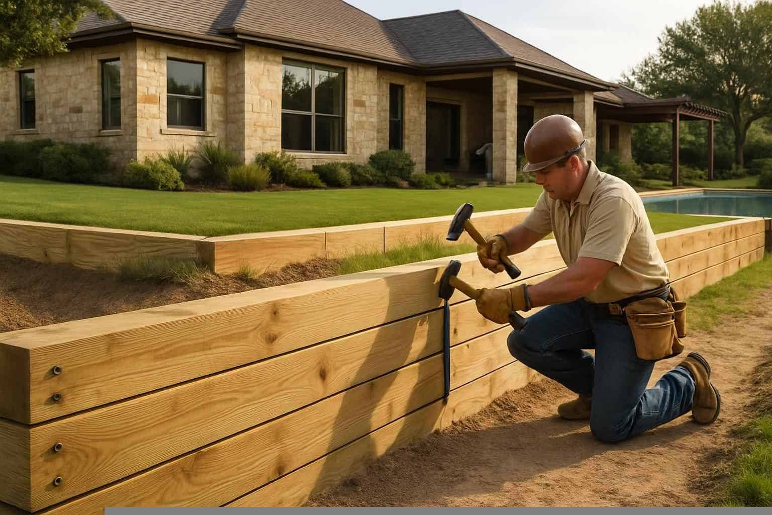 Timber Retaining Wall Builder in Llano TX