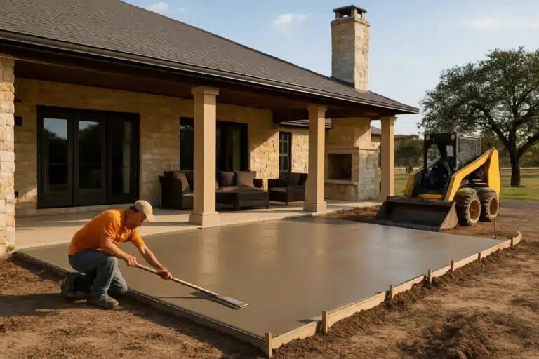 concrete patio installation service in stonewall tx