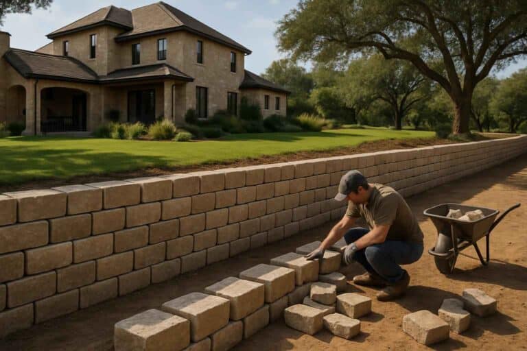 block retaining wall builder in hye tx