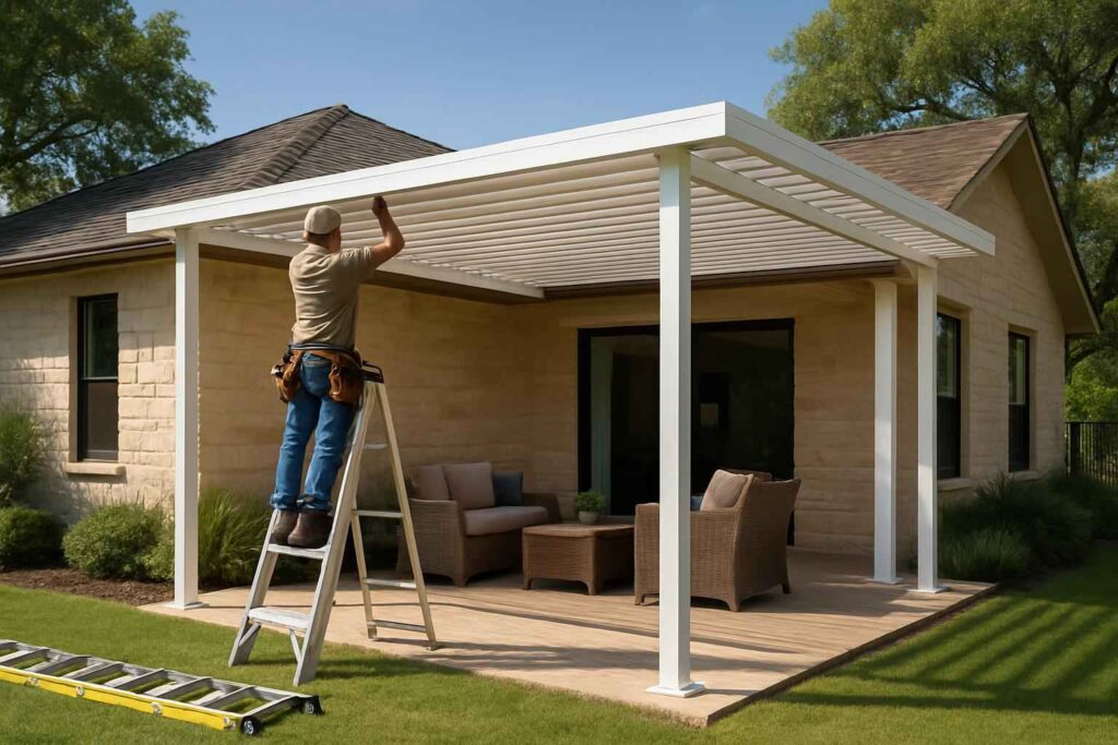 aluminum patio cover installer in waring tx