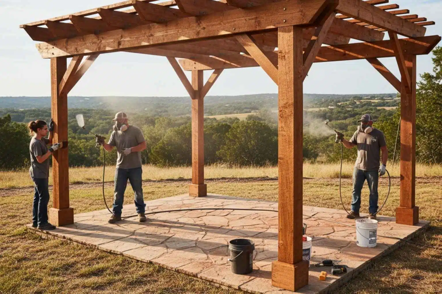 pergola stain service in waring tx
