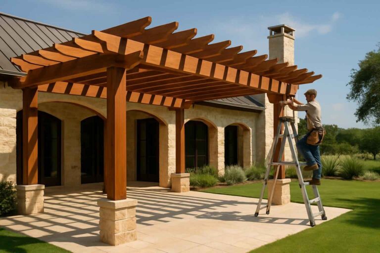 wood pergola builder in waring tx