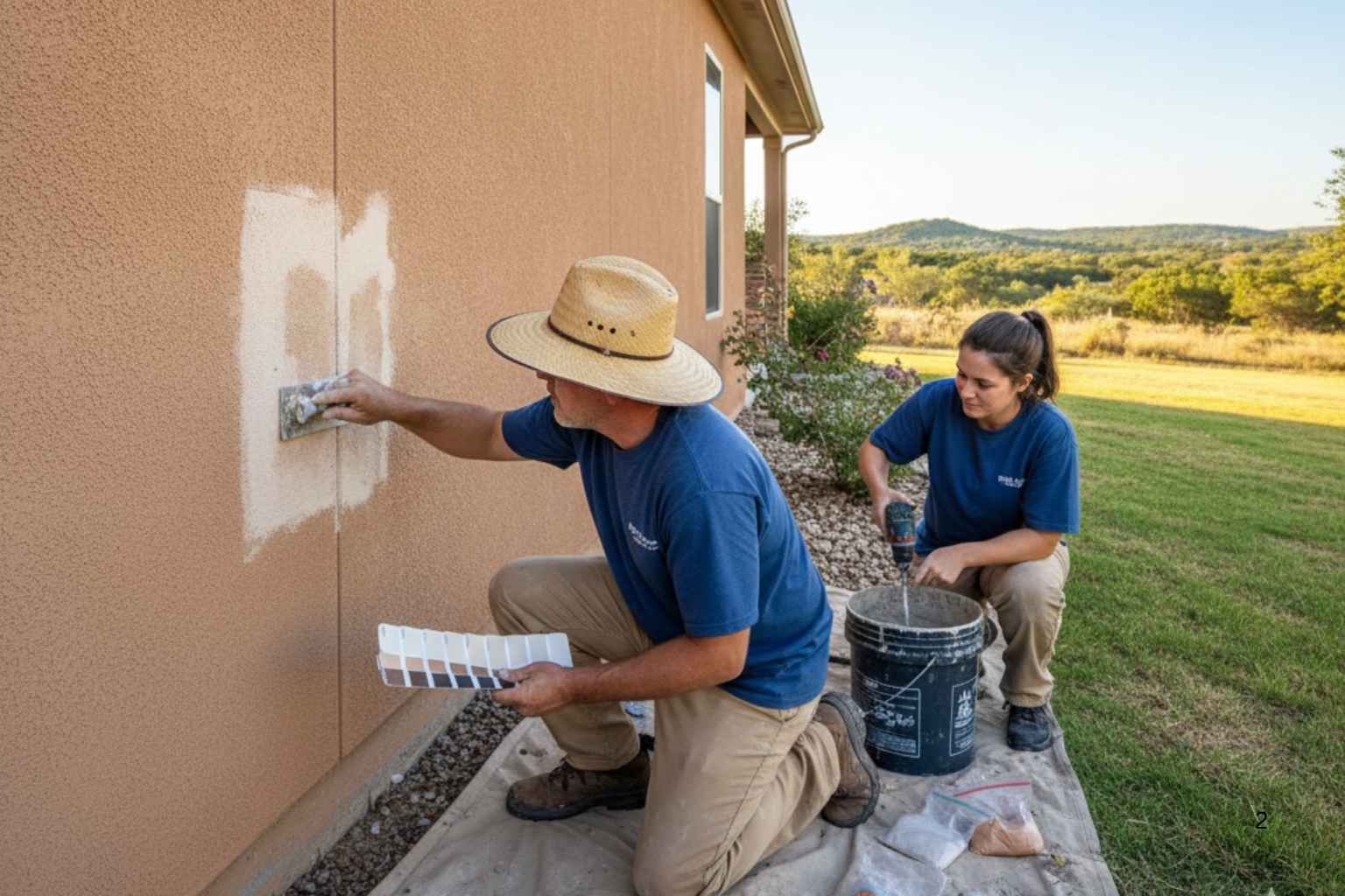 Stucco Repair Contractor In Round Mountain TX Stucco Color Match Service in Round Mountain TX