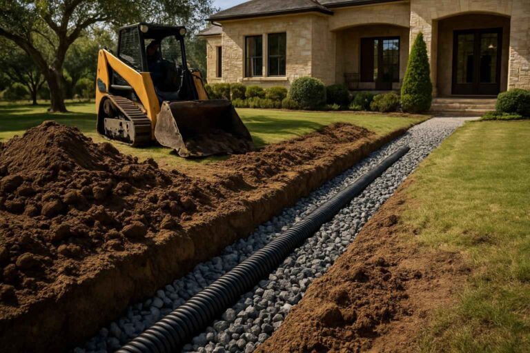 Drainage Solutions Contractor In Kendalia TX french drain installation contractor in kendalia tx