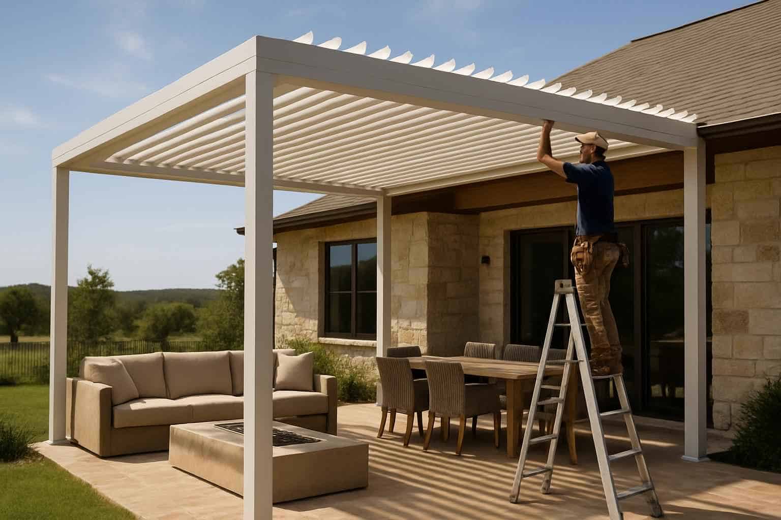 louvered patio cover installer in blanco tx