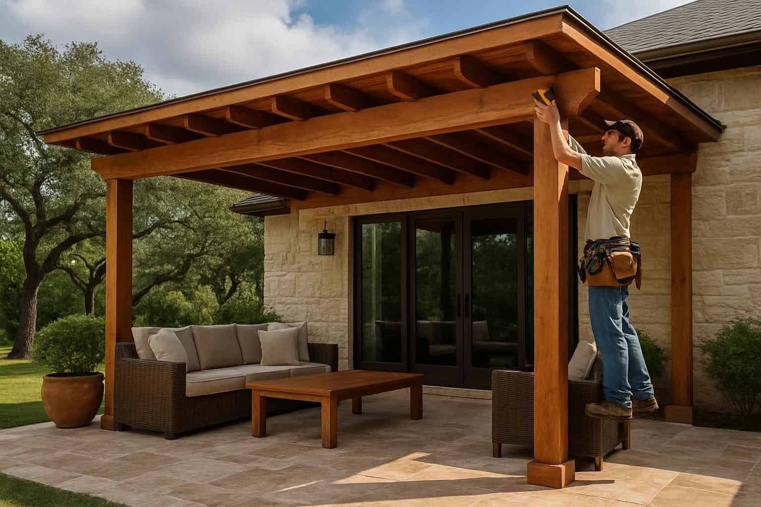 wood patio cover installer in blanco tx