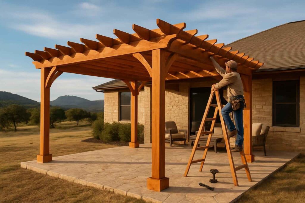 wood pergola builder in mountain home tx