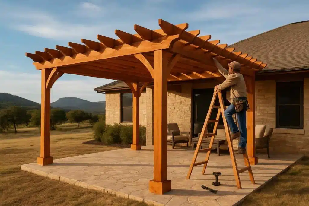 wood pergola builder in mountain home tx