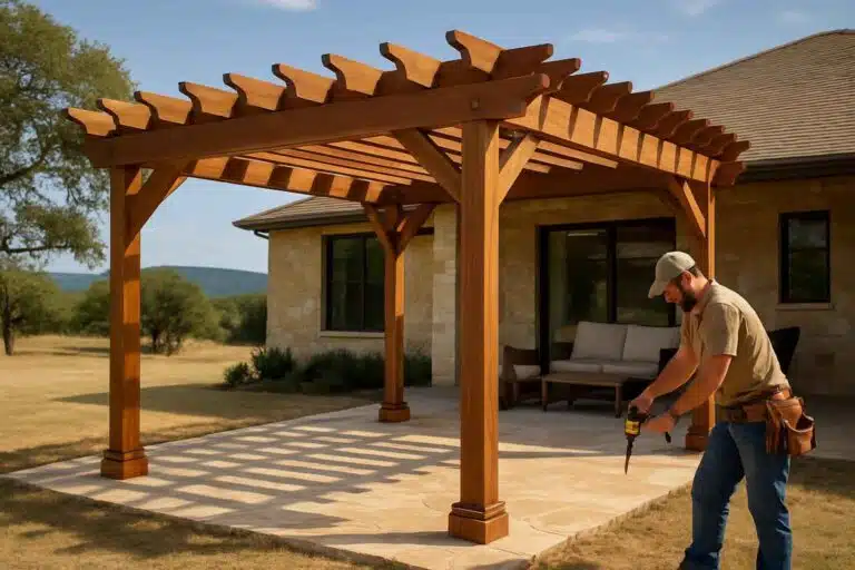 wood pergola builder in round mountain tx
