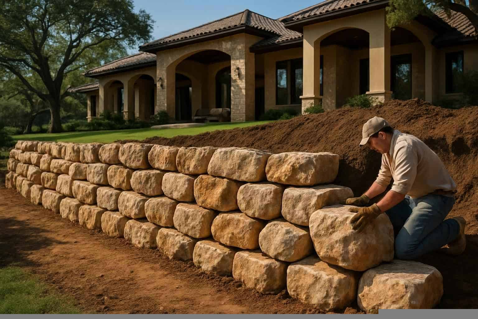 Boulder Retaining Wall Builder in Medina TX
