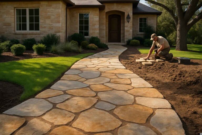 Flagstone Walkway Installer In Kingsland TX