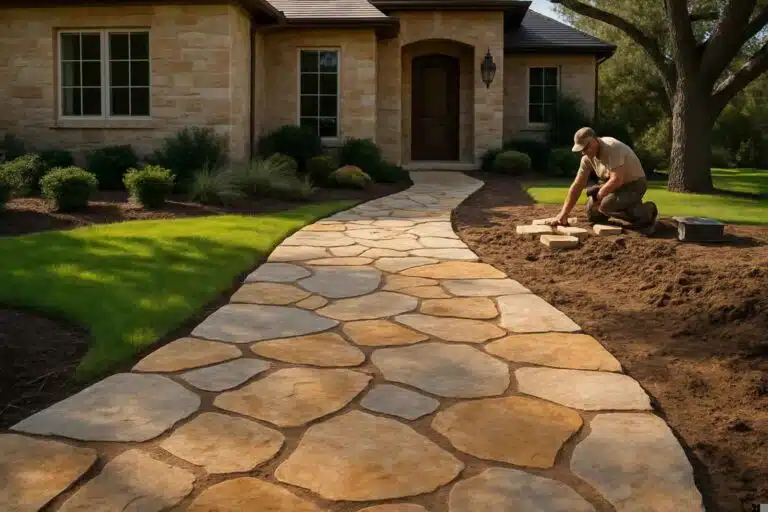 Flagstone Walkway Installer In Kingsland TX