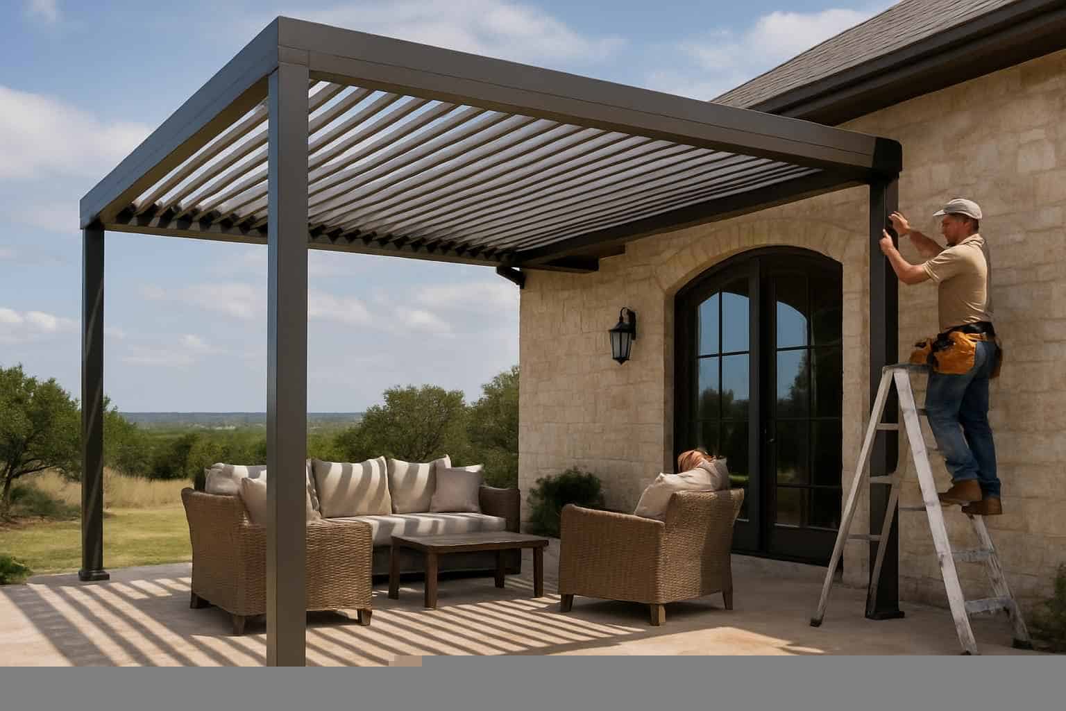 Patio Cover Installation Contractor In Pipe Creek TX Louvered Patio Cover Installer in Pipe Creek TX