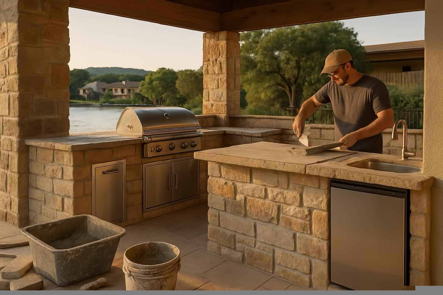 Masonry Contractor In Cottonwood Shores TX Outdoor Kitchen Masonry Contractor in Cottonwood Shores TX