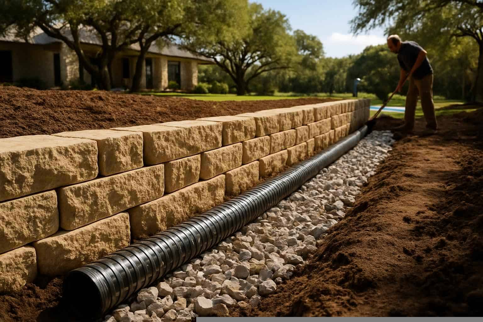 Retaining Wall Drainage Service in Pipe Creek TX