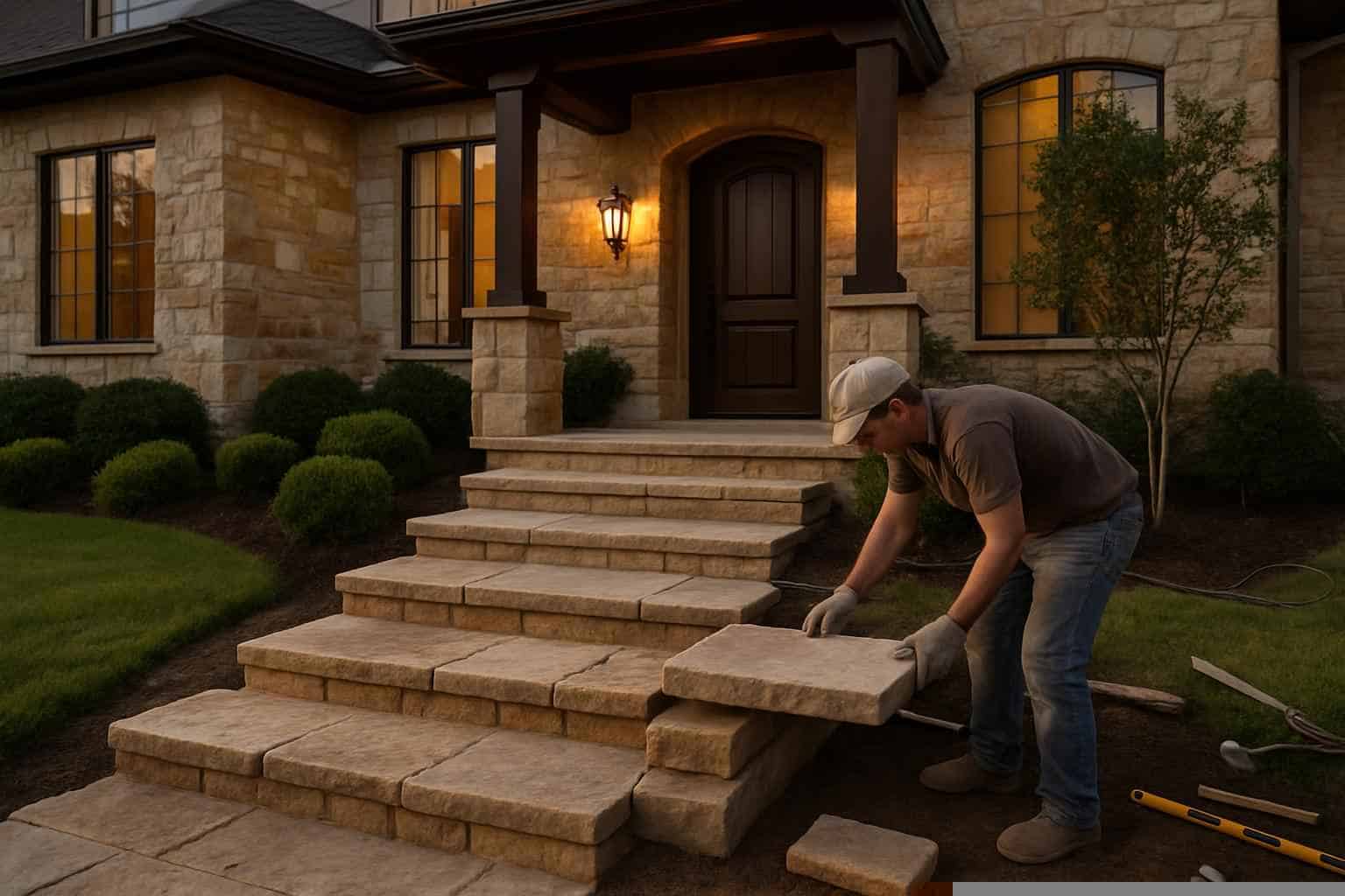 Stone Contractor In Cottonwood Shores TX Stone Entry Steps Installation in Cottonwood Shores TX