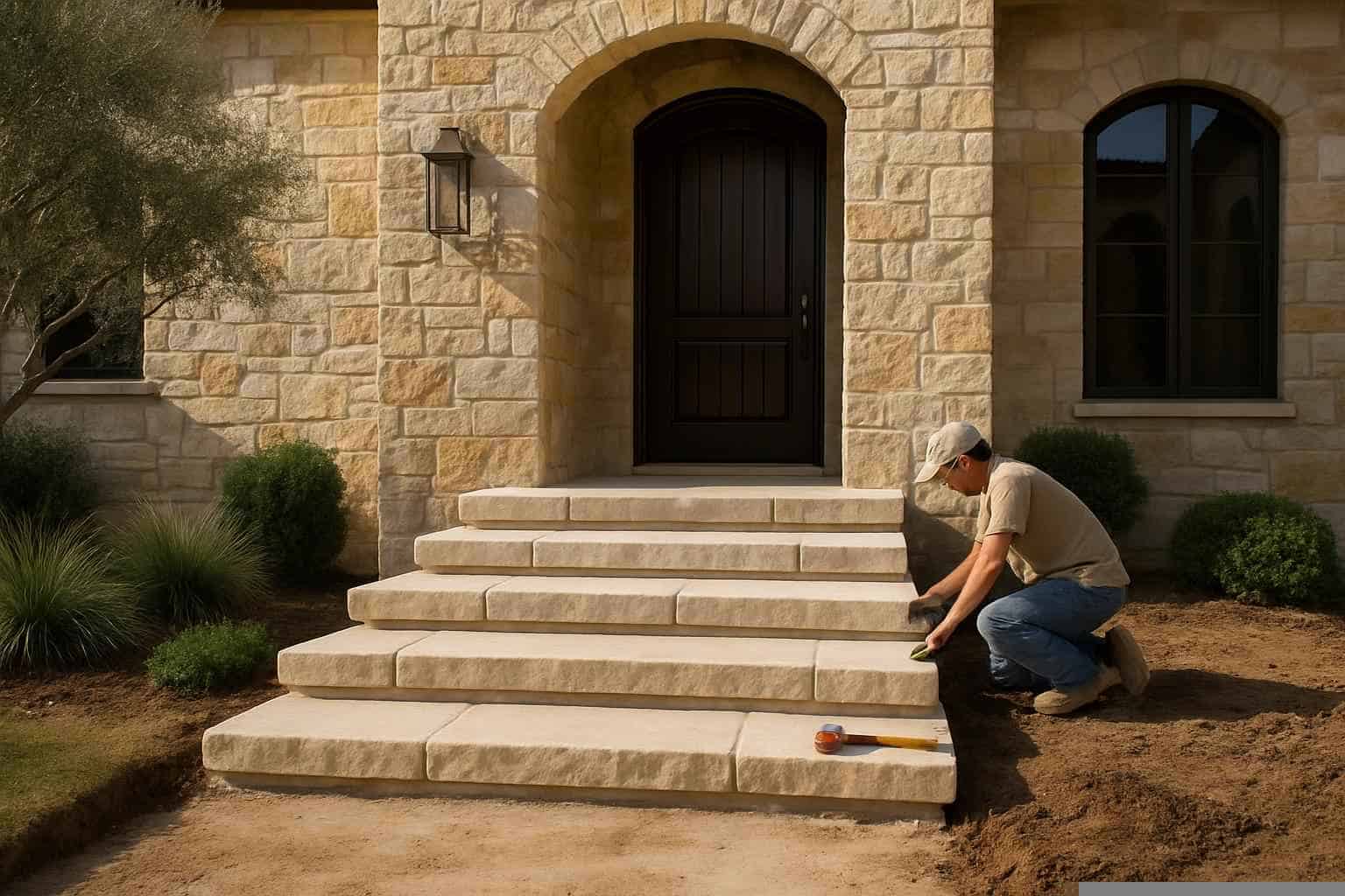 Stone Contractor In Horseshoe Bay TX Stone Entry Steps Installation in Horseshoe Bay TX