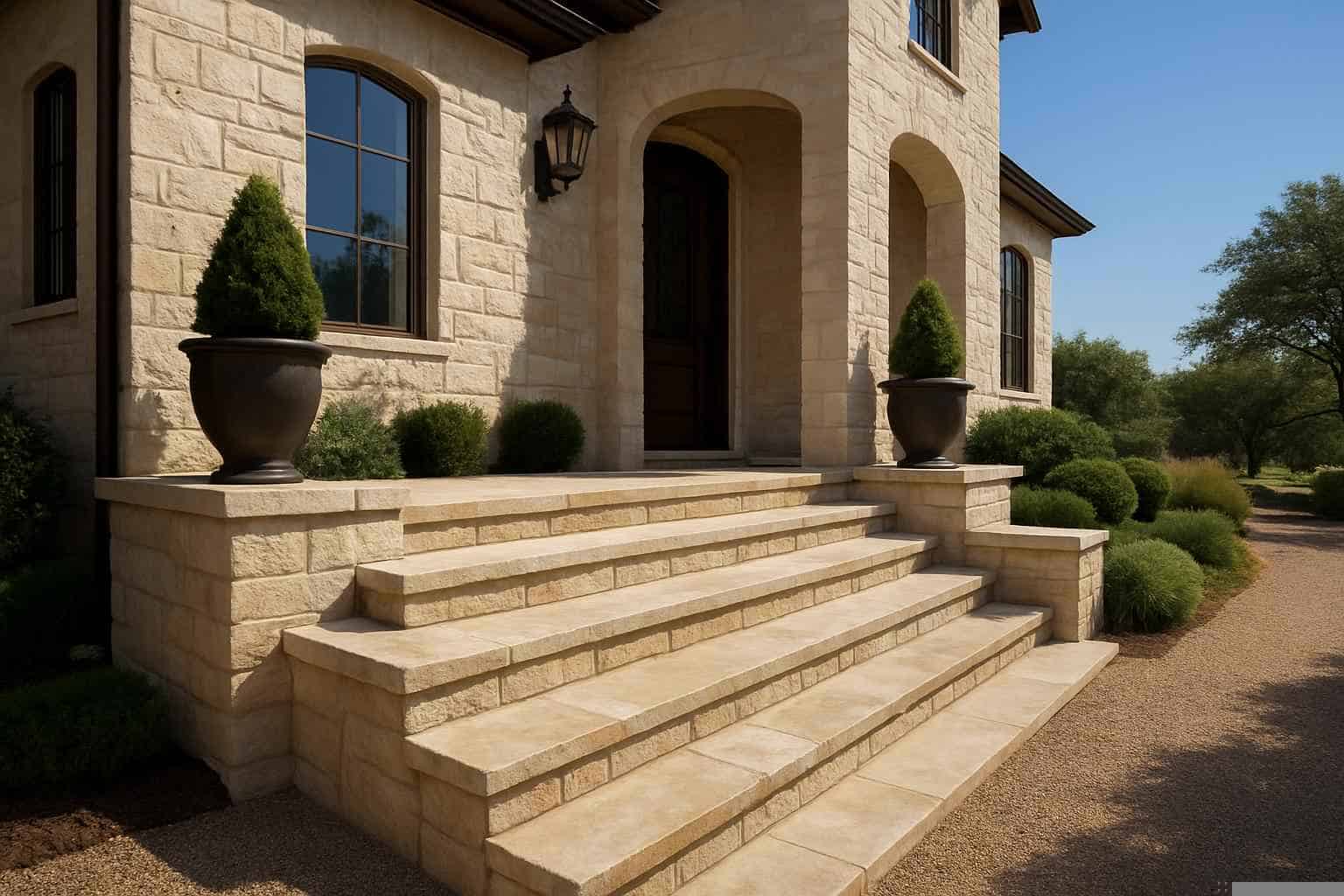 Stone Entry Steps Installation in Mason TX