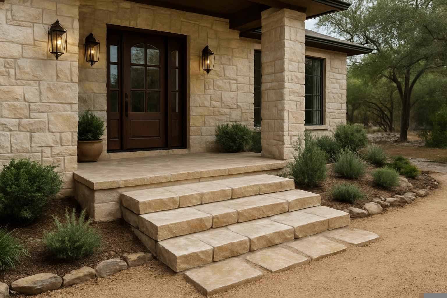 Stone Contractor In Pipe Creek TX Stone Entry Steps Installation in Pipe Creek TX
