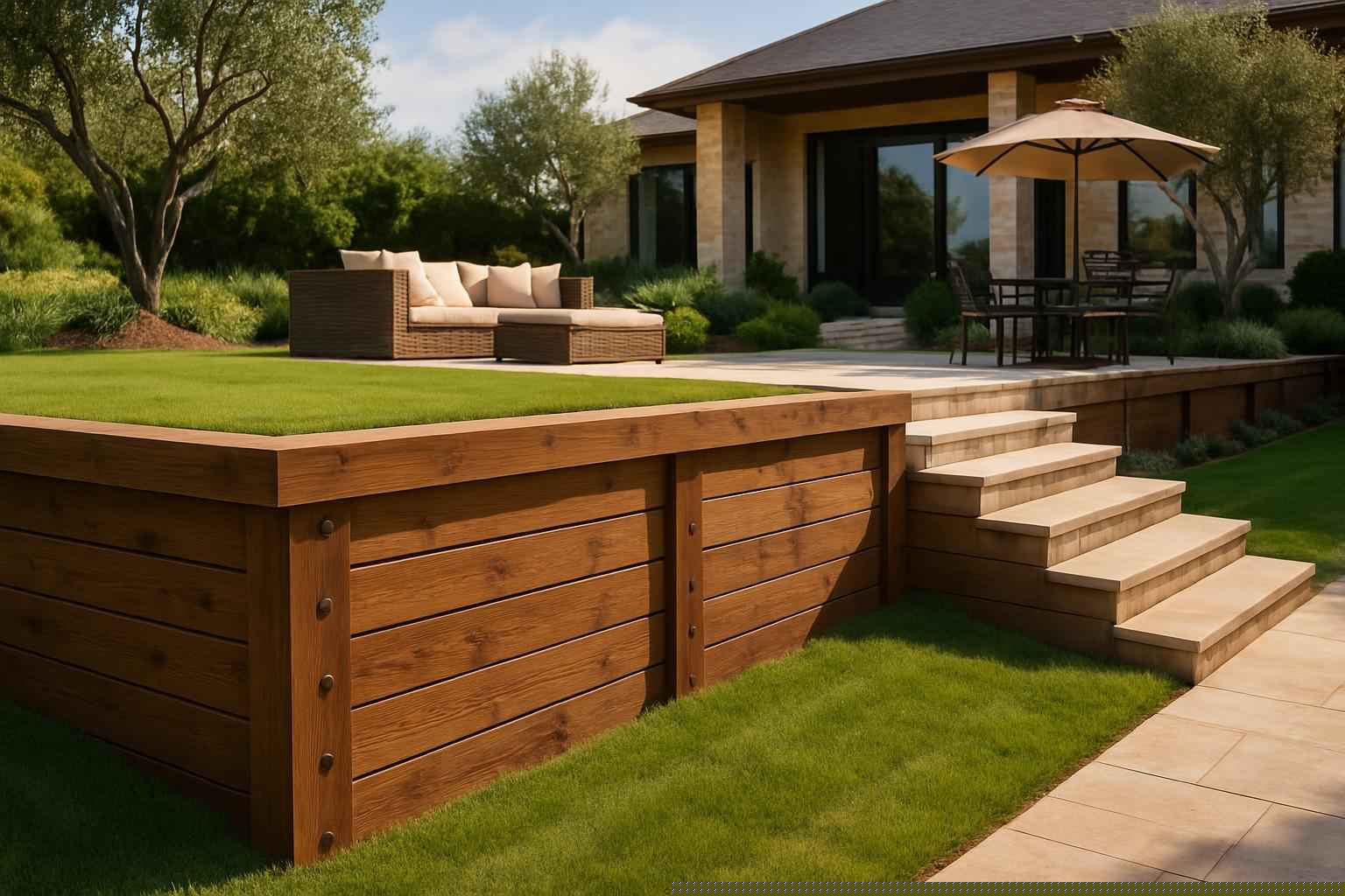Timber Retaining Wall Builder in Kingsland TX