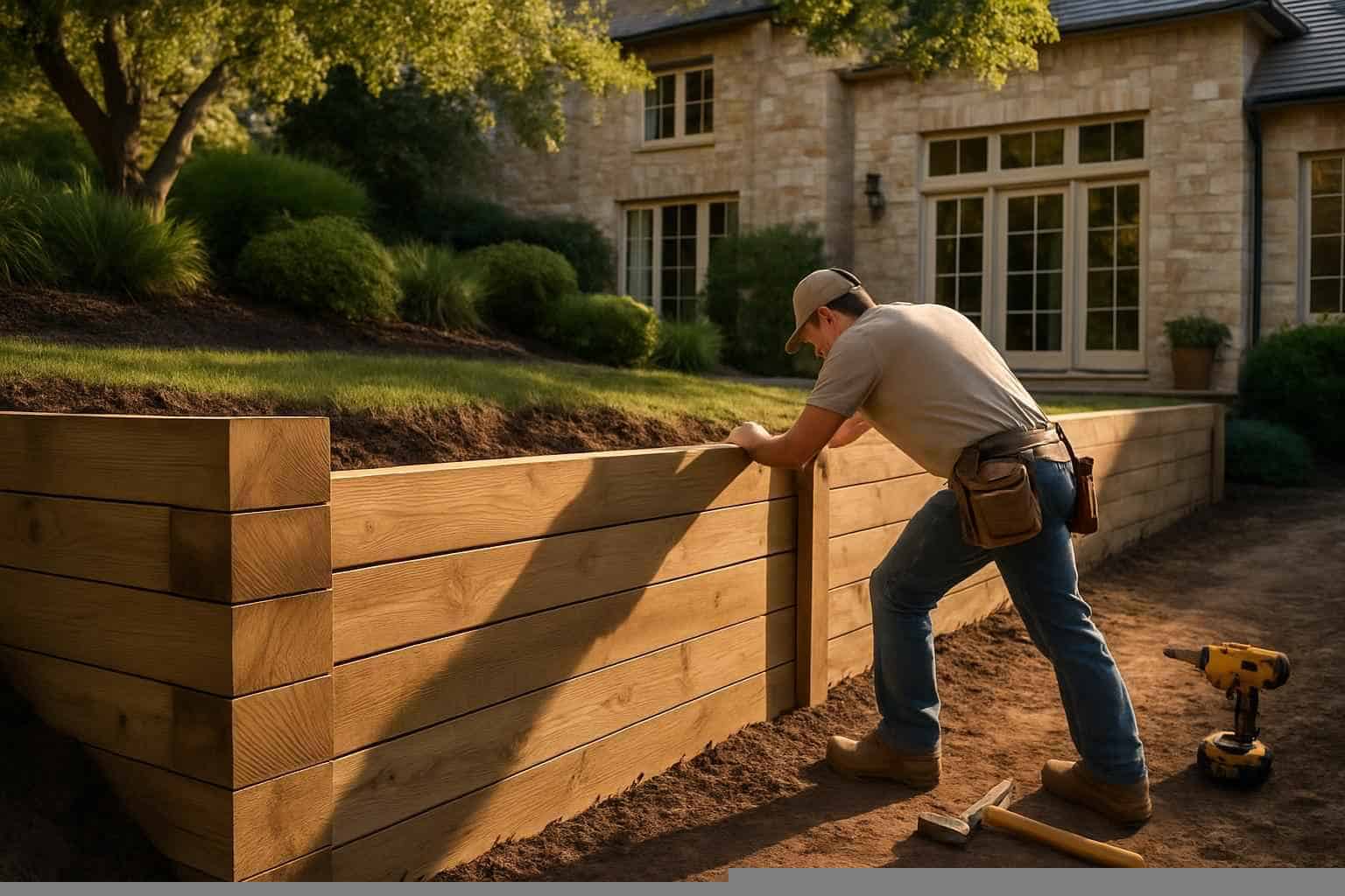 Timber Retaining Wall Builder in Mason TX