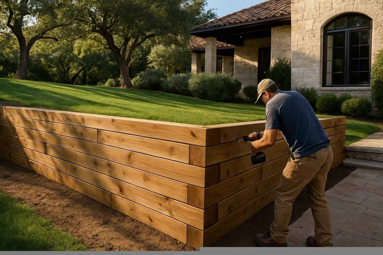 Timber Retaining Wall Builder in Medina TX