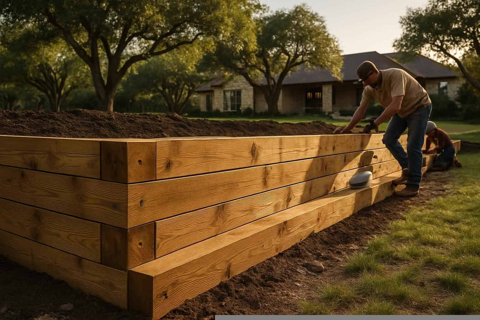 Timber Retaining Wall Builder in Pipe Creek TX
