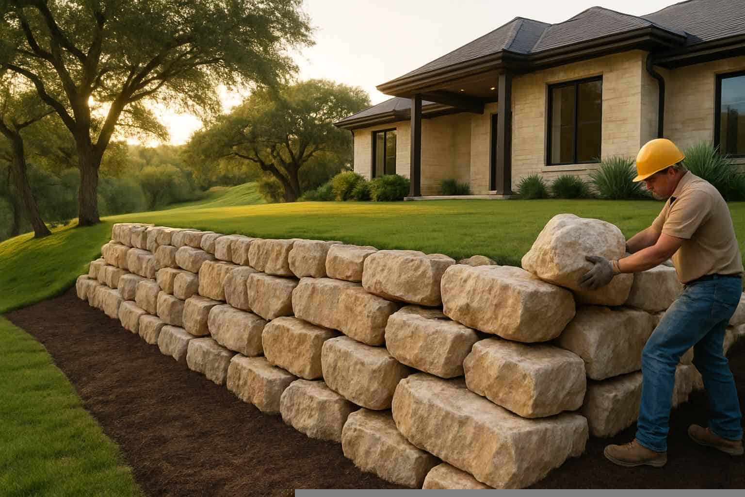 Boulder Retaining Wall Builder in Fischer TX