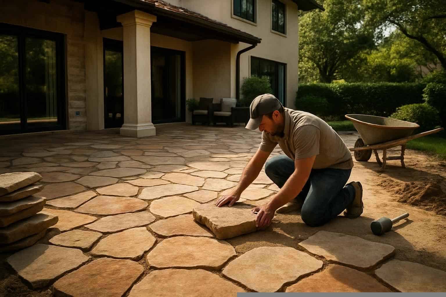 Flagstone Patio Installer in Fischer TX